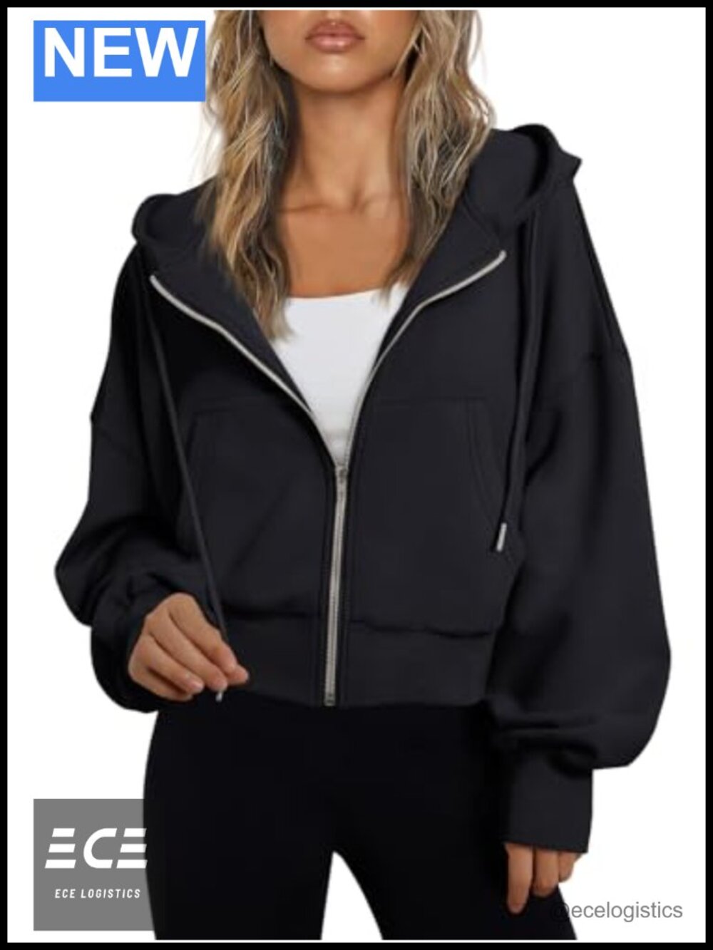 Women's Zip Up Cropped Hoodie Jacket Polyester Cotton Relaxed Fit Athleisure
